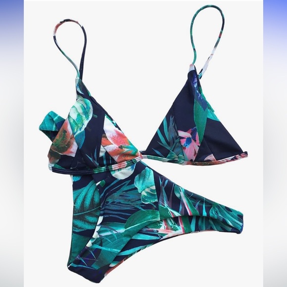 Tropical Floral Triangle Bikini Small - Picture 2 of 10